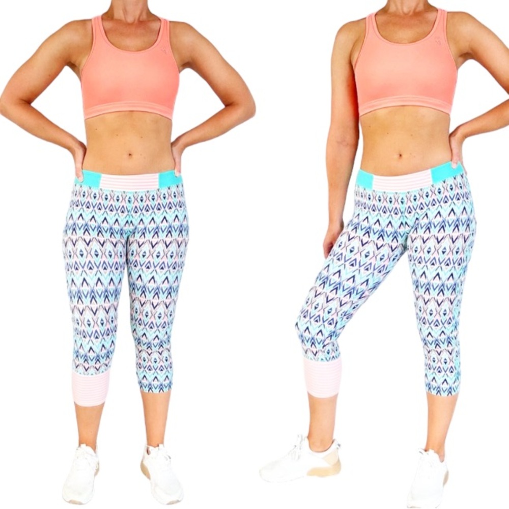 Breathe by Body Glove peach mint sports bra legging yoga workout set size small